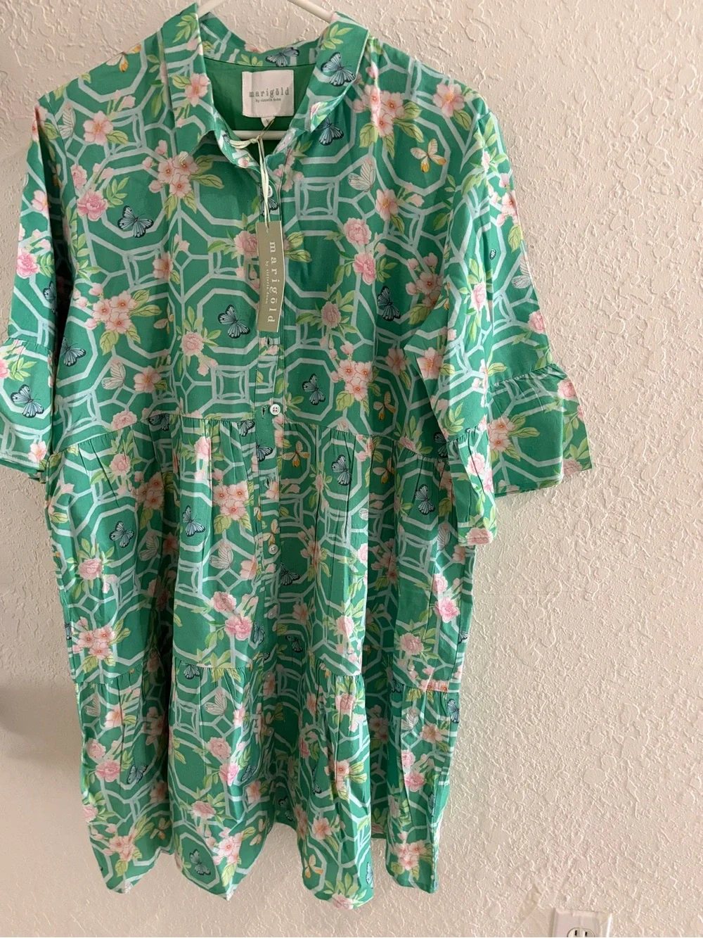 Marigold by Victoria Dunn Darcy DRESS in BUTTERFLY REVERIE. LargeNWT Rattan belt - Picture 5 of 15